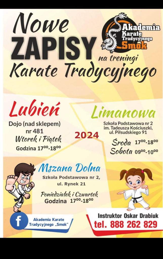 Grafik Karate Mszana Dolna, Lubień i Limanowa